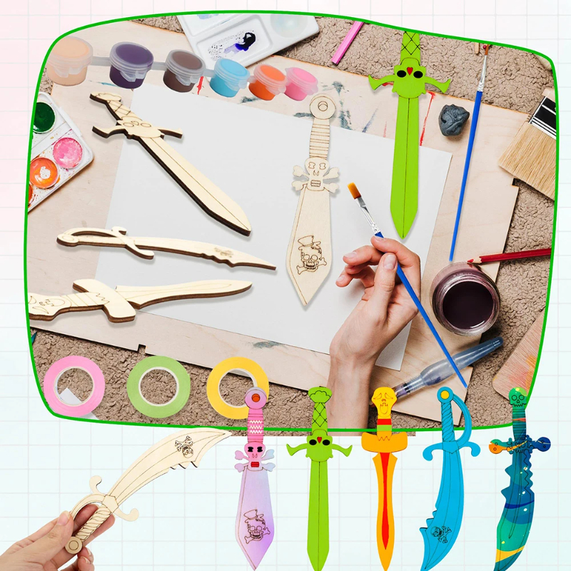 16pcs Kids Wooden Pirate Theme - đánh giá và giá Cosplay Prop Paint