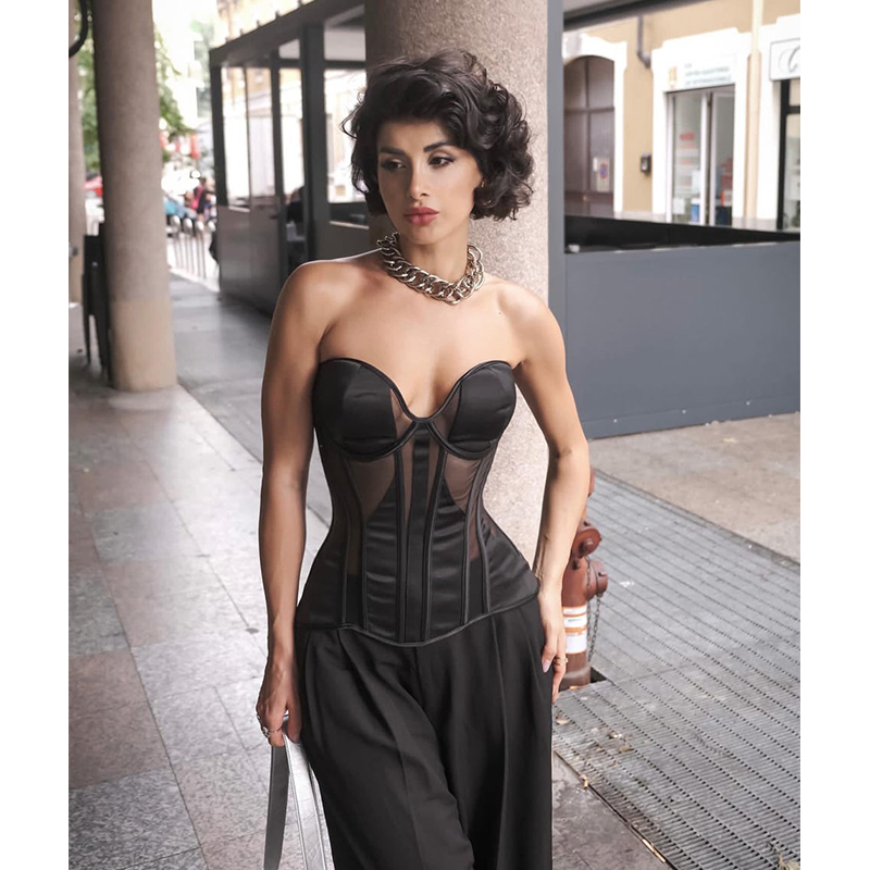 Steel Bone Women Sexy Mesh Bra - đánh giá và giá Boning Corset Steel