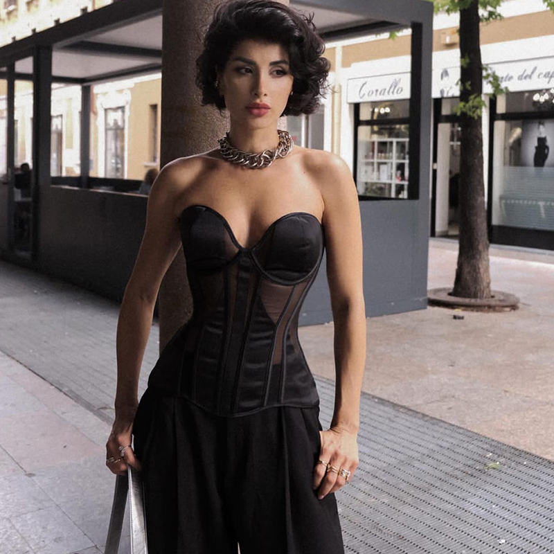 Steel Bone Women Sexy Mesh Bra - đánh giá và giá Boning Corset Steel